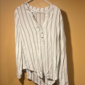 Olive & Oak Cream Button Down Shirt with Mandarin Collar